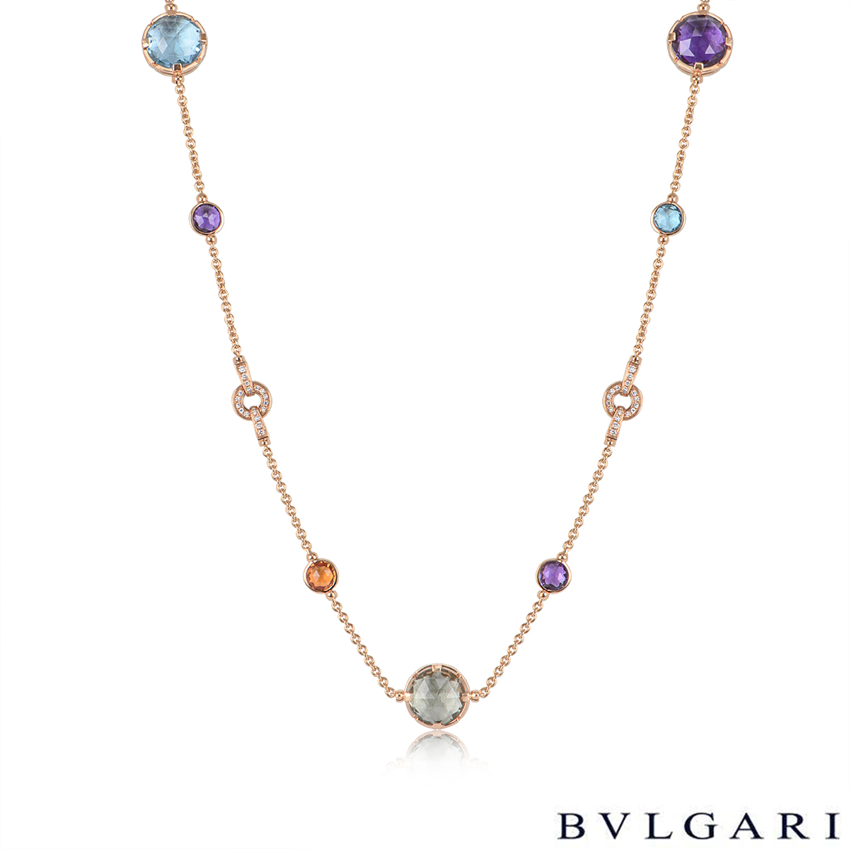 Bvlgari Rose Gold Parentesi Cocktail Diamond & Multi-Gem Necklace 344852